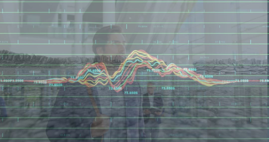 Digital Graph Overlay on Business Team Intriguing Dashboard Interface