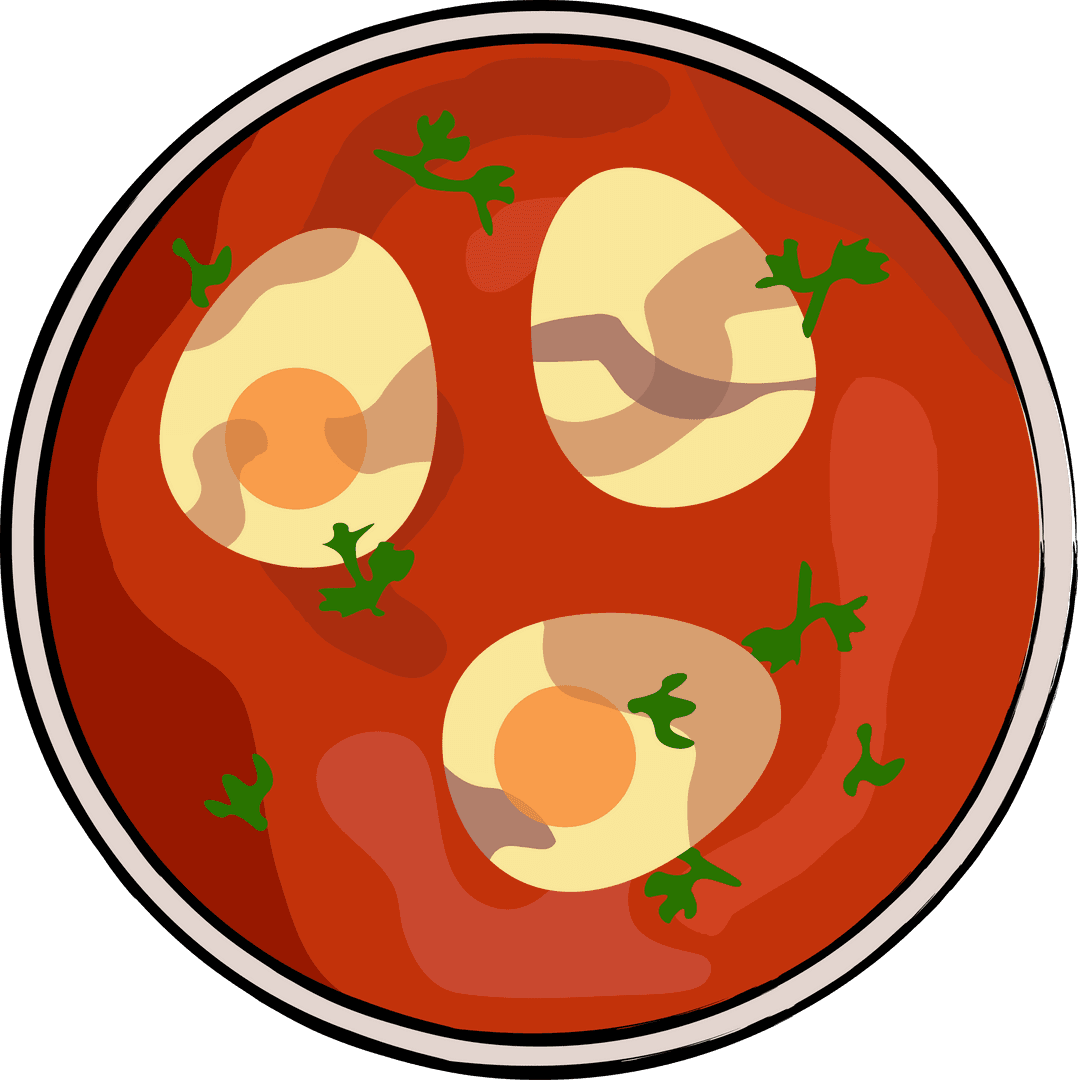 Delicious Egg Shakshuka in Tomato Sauce with Transparent Background