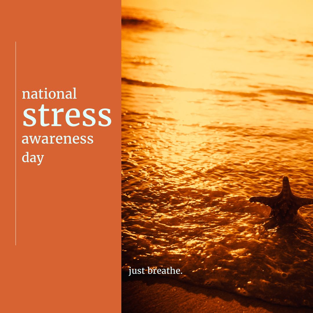 Tranquil Beach Sunset Scene for Stress Awareness Relaxation