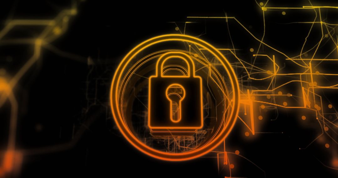Digital Security Padlock with Network Background