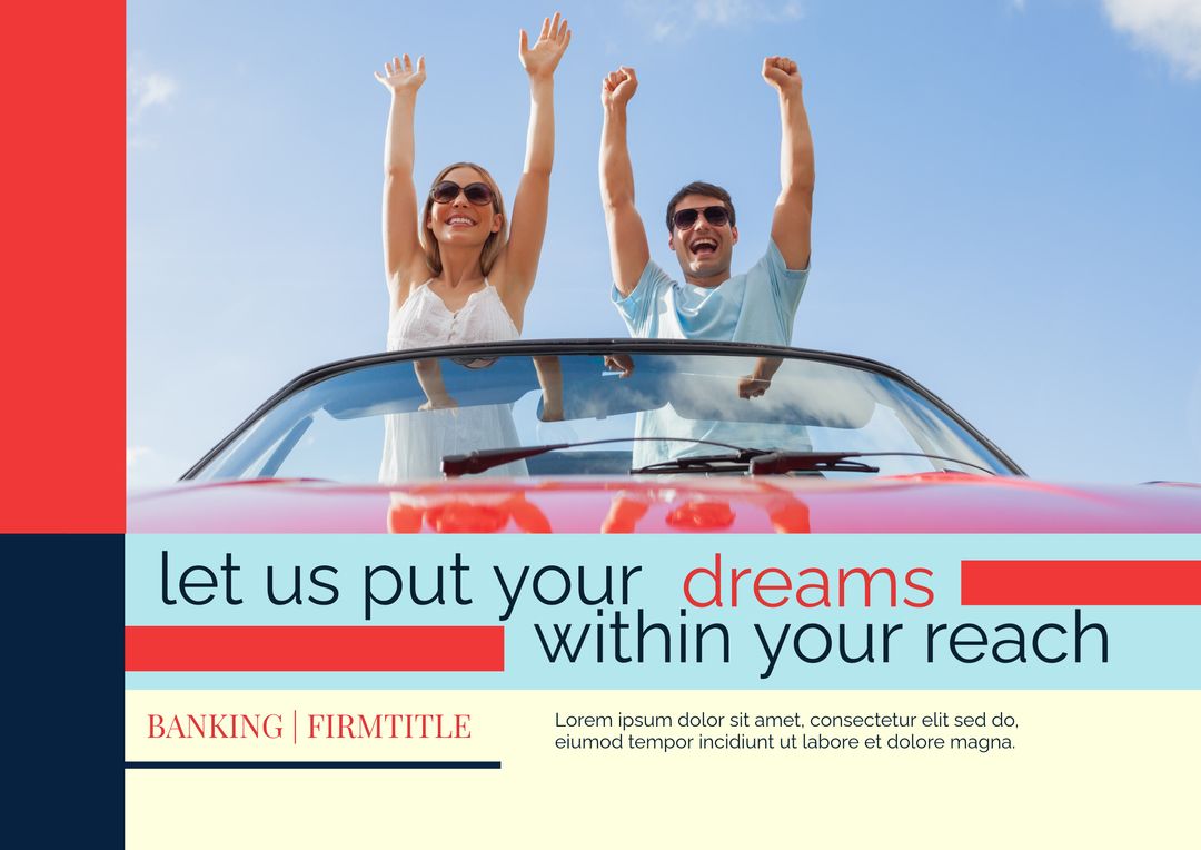 Excited Couple Enjoying Drive in Convertible Car