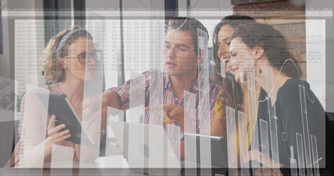 Multiracial Team Discuss Data Analysis Concepts in Office Setting