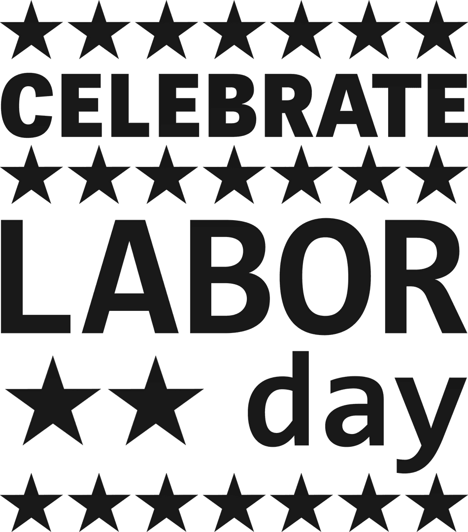 Celebrate Labor Day with Clear Text and Stars Design