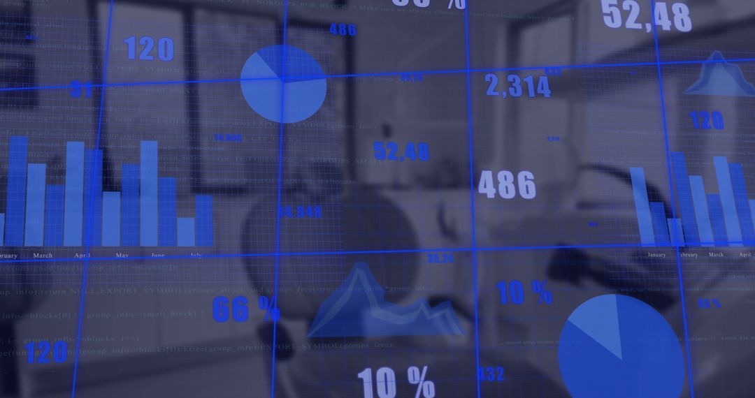 Digital Finance Charts Over Modern Office Environment