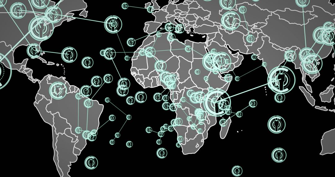 Global Network Connections and World Map Technology Background