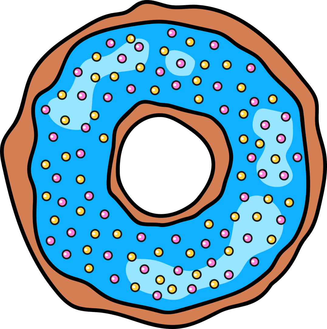 Transparent Blue Iced Donut with Sprinkles on Transparent Background