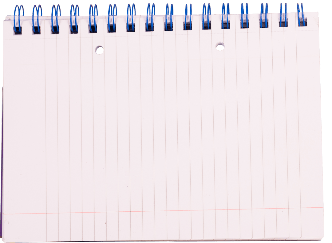 Blank White Notebook with Spiral Binding on Transparent Background