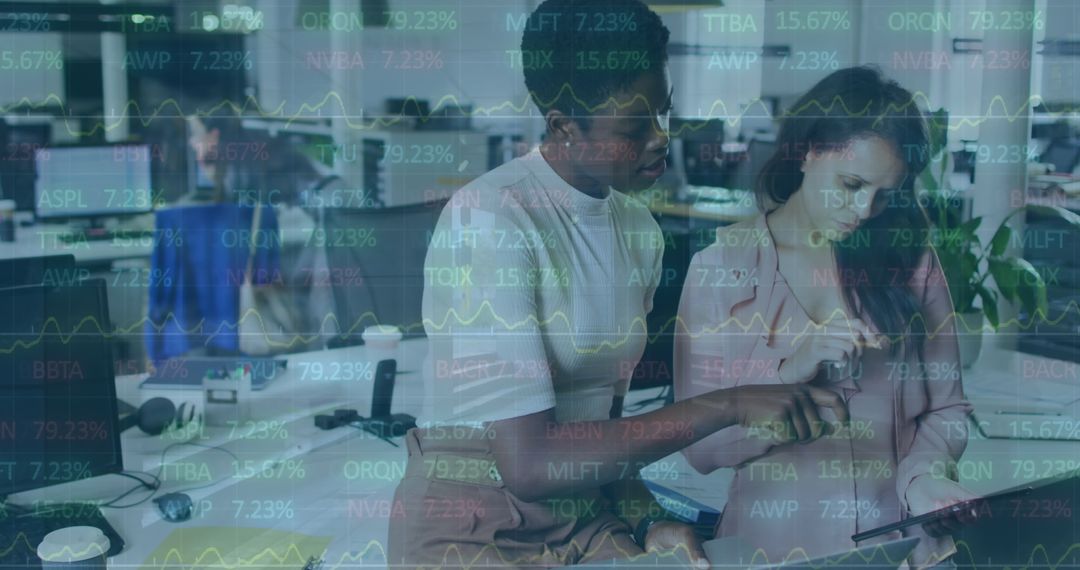 Business Team Analyzing Financial Data on Digital Screen