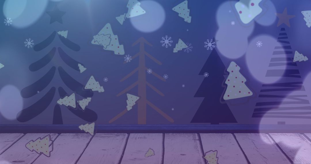 Christmas Tree and Lights Overlay on Blue Backdrop