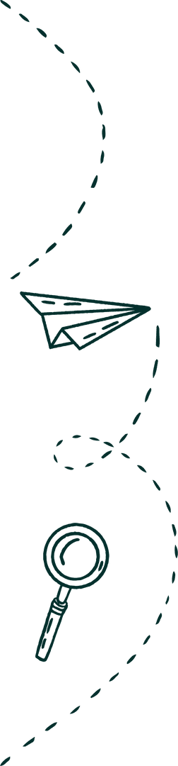 Transparent Paper Airplane and Magnifying Glass Navigational Journey