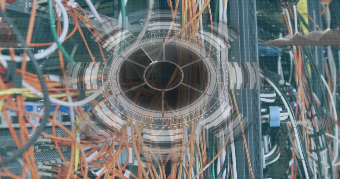 High-tech network data visualization in server room