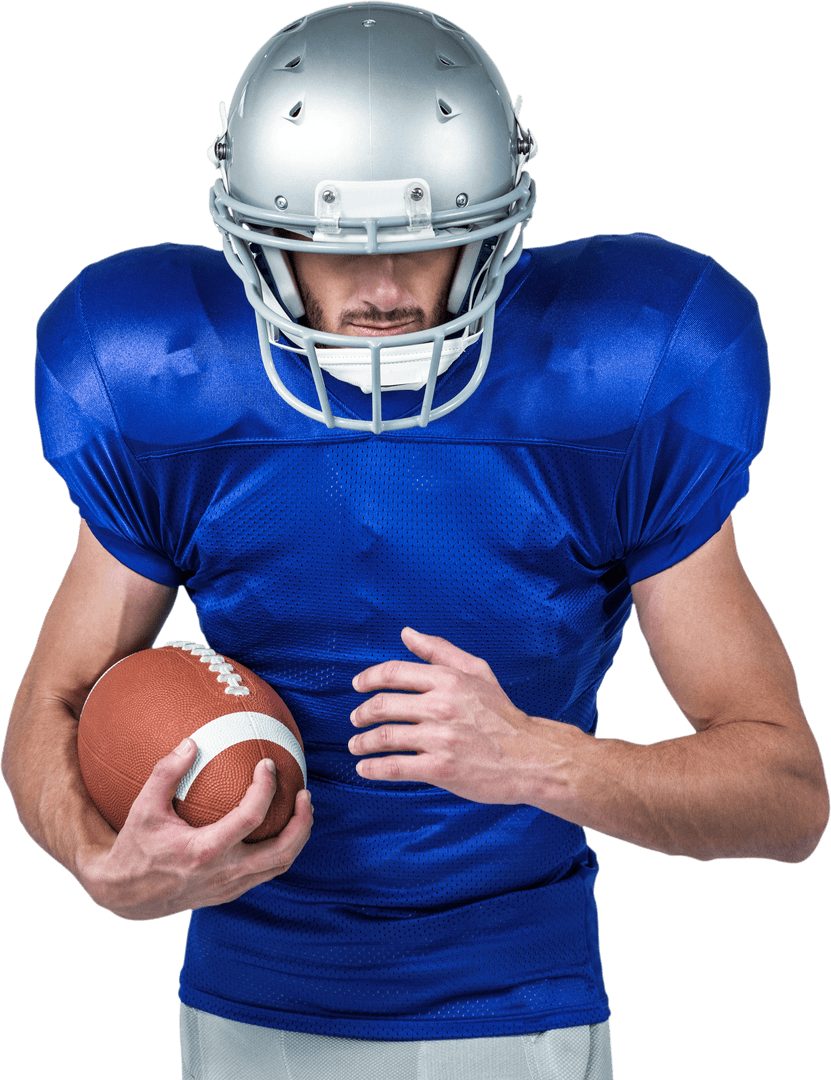 Confident Football Player in Motion Cutting Out