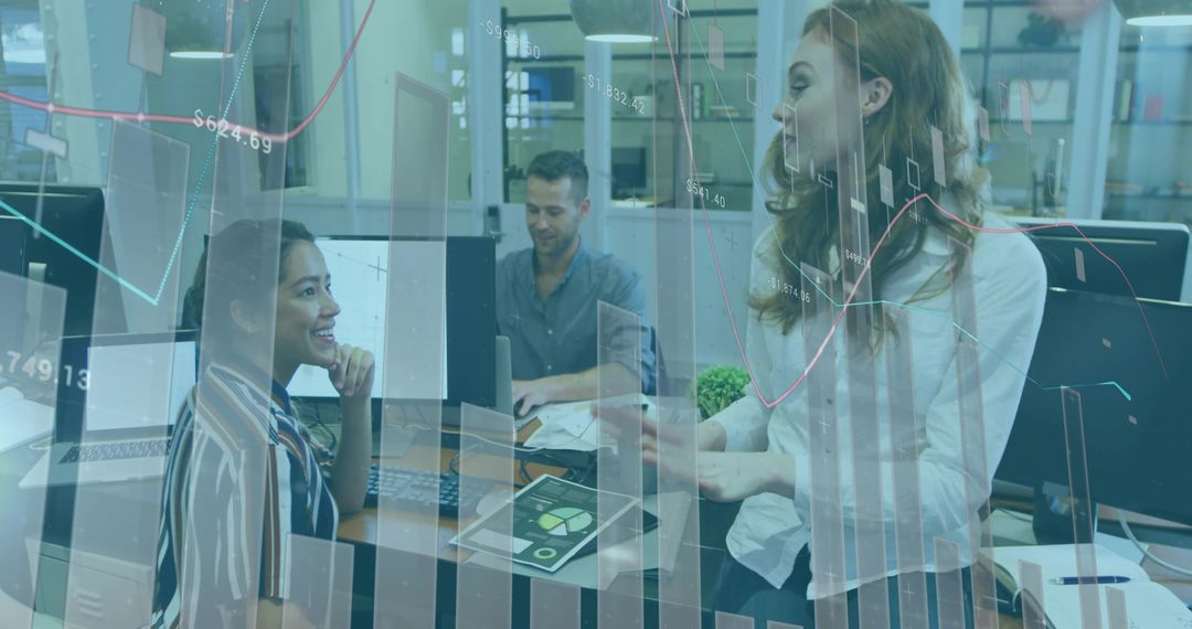 Dynamic Team Collaborating in Modern Workspace with Data Analytics