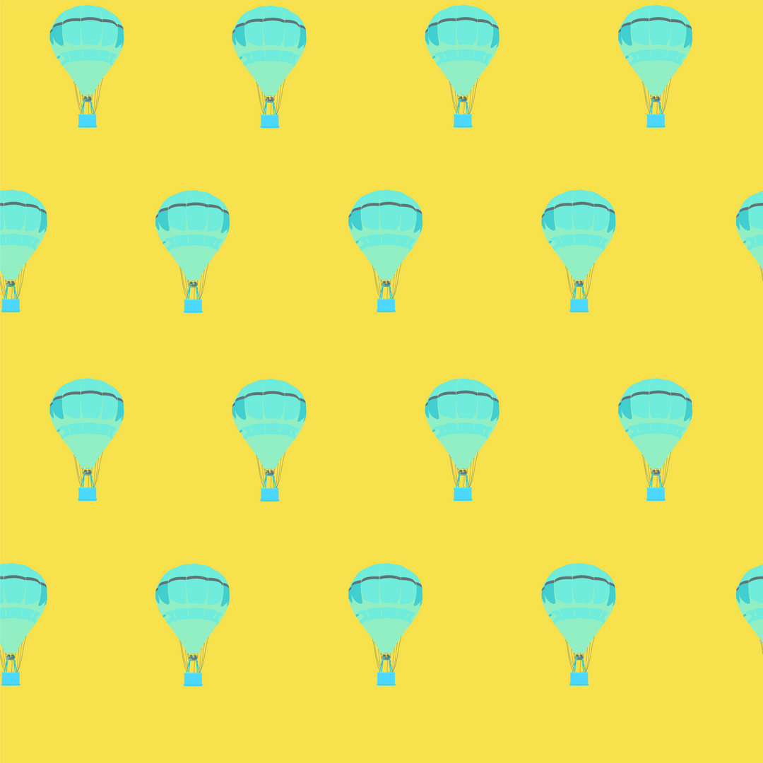 Transparent blue hot air balloons repeated pattern on yellow background - Download Free Stock Images Pikwizard.com