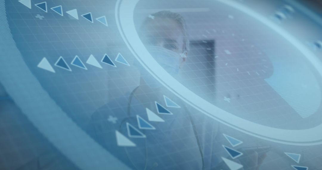 Doctor with Tablet and Futuristic Interface in Hospital