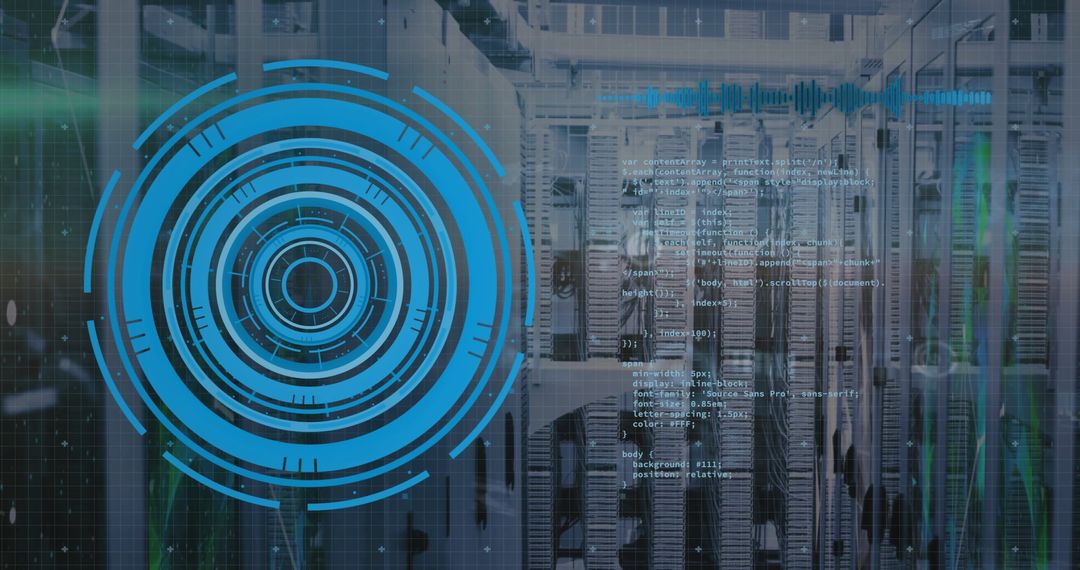 Digital Data Processing in Modern Server Room with Virtual Interface