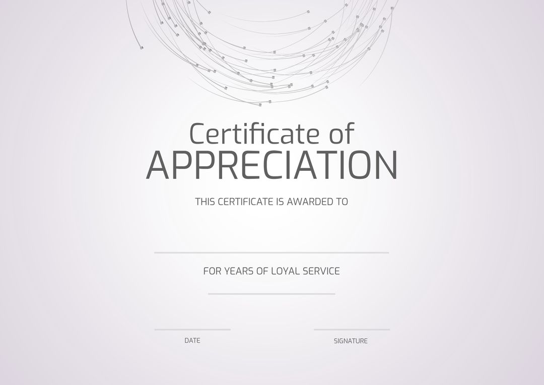 Elegant Certificate of Appreciation for Loyal Service with Space for Details - Download Free Stock Templates Pikwizard.com