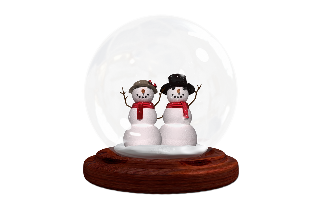 Transparent Snow Globe with Smiling Snowman Couple and Snowflakes - Download Free Stock Images Pikwizard.com