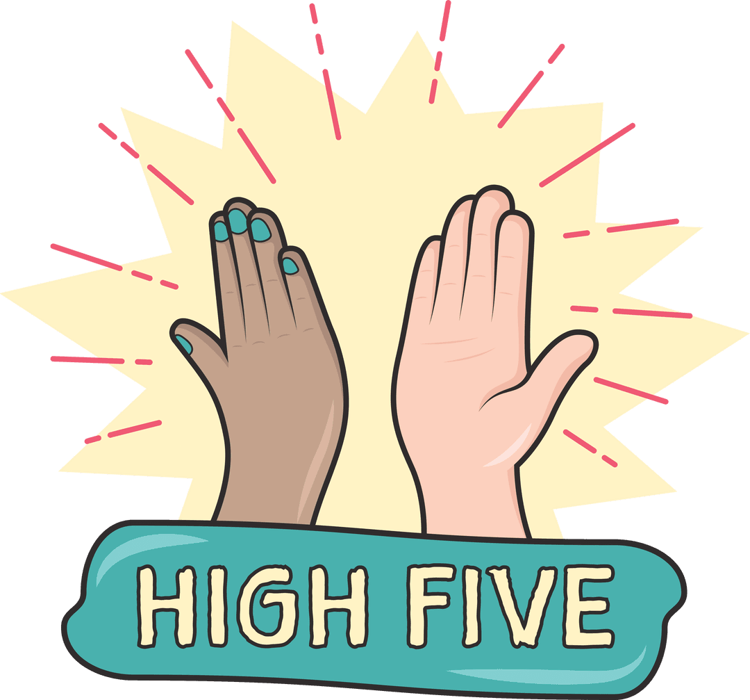 Celebratory High Five Gesture on Transparent Background
