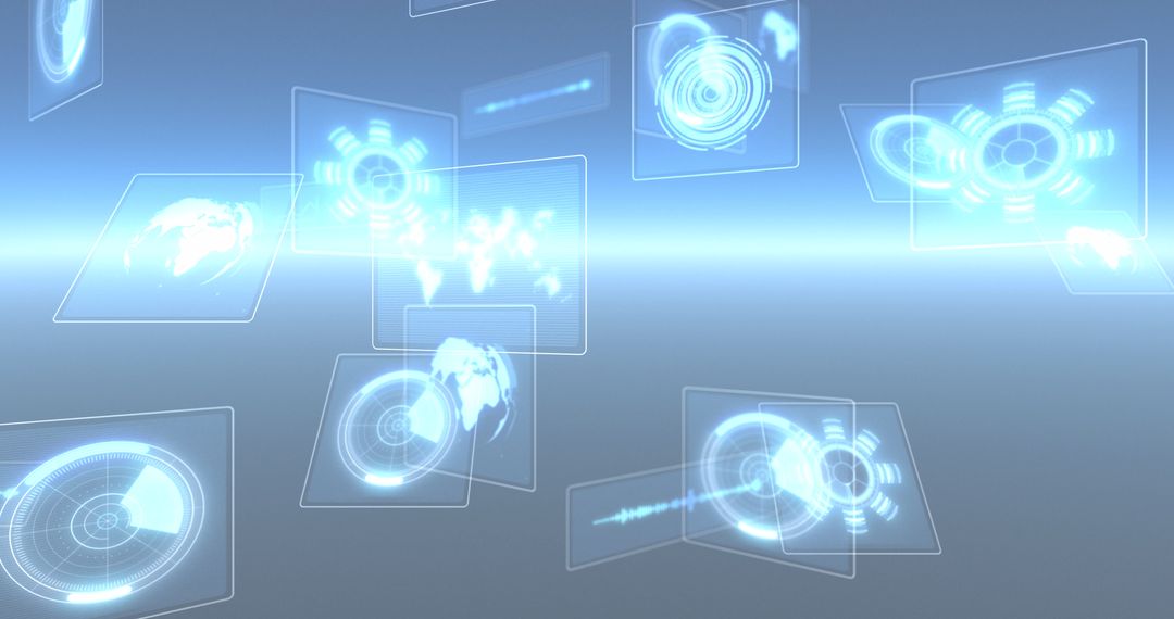 Futuristic Data Screens with Global Connectivity Themes