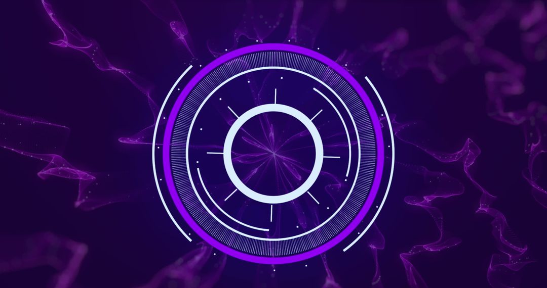 Futuristic Digital Interface with Scanning Scope on Purple Background