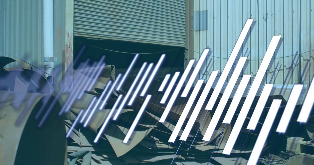 Abstract Financial Graphics Overlay on Industrial Site