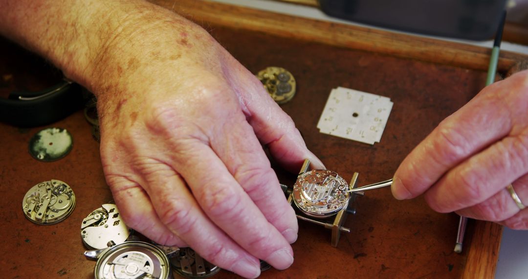 Senior Watchmaker Repairing Watch Movement with Precision Tools - Free Images, Stock Photos and Pictures on Pikwizard.com