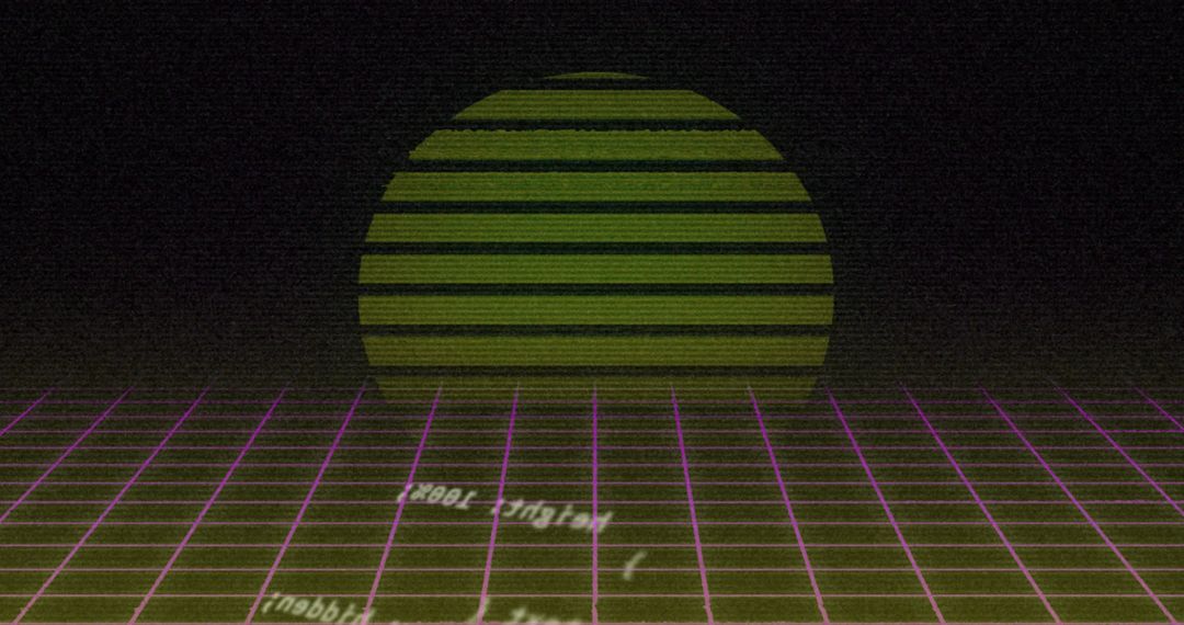 Retro Synthwave Grid with Neon Green Digital Sun