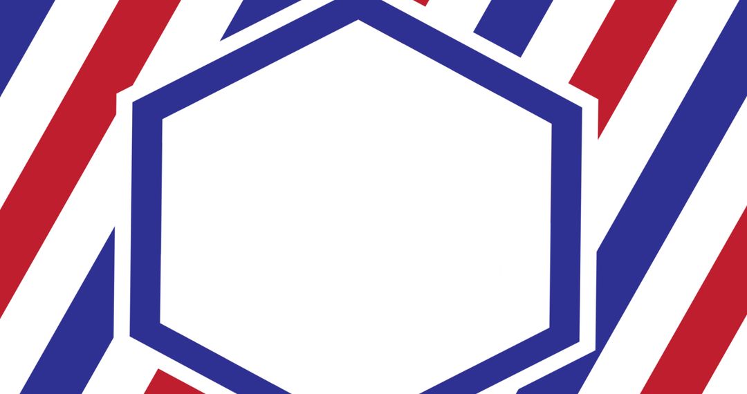 Patriotic Red and Blue Stripes with Hexagonal Frame