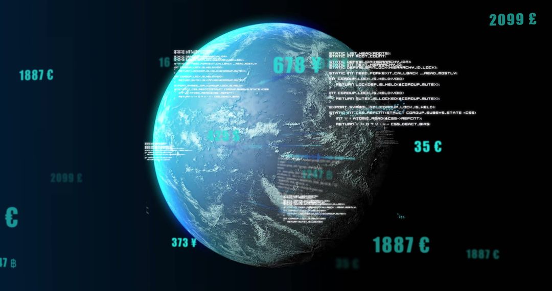 Digital Earth Displaying Code and Data Elements