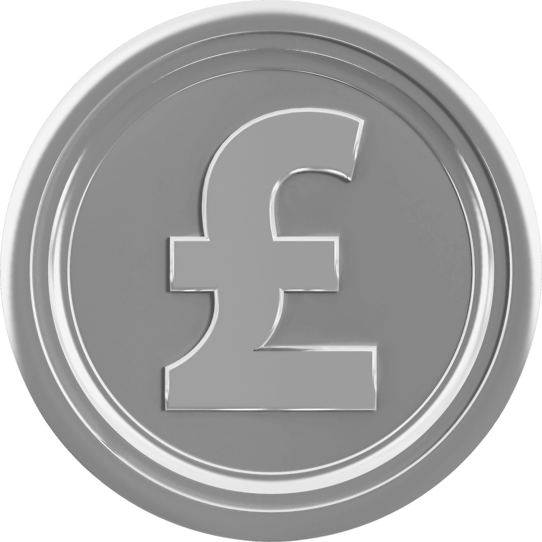 Silver Pound Coin Vector on Transparent Background