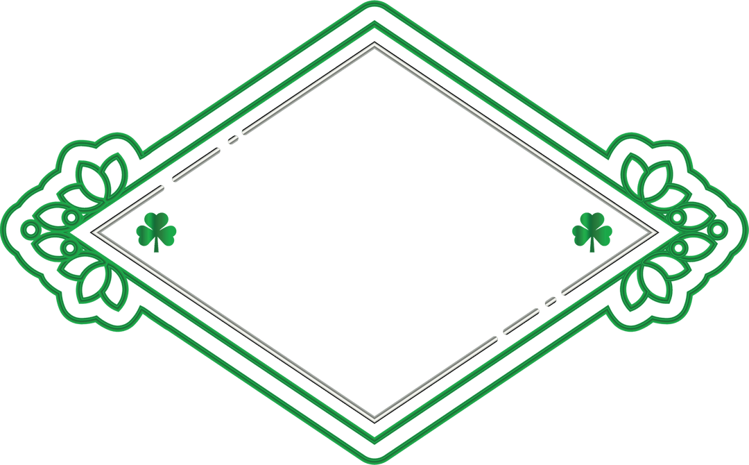 St. Patrick's Day Floral Frame with Green Clovers on Transparent Background