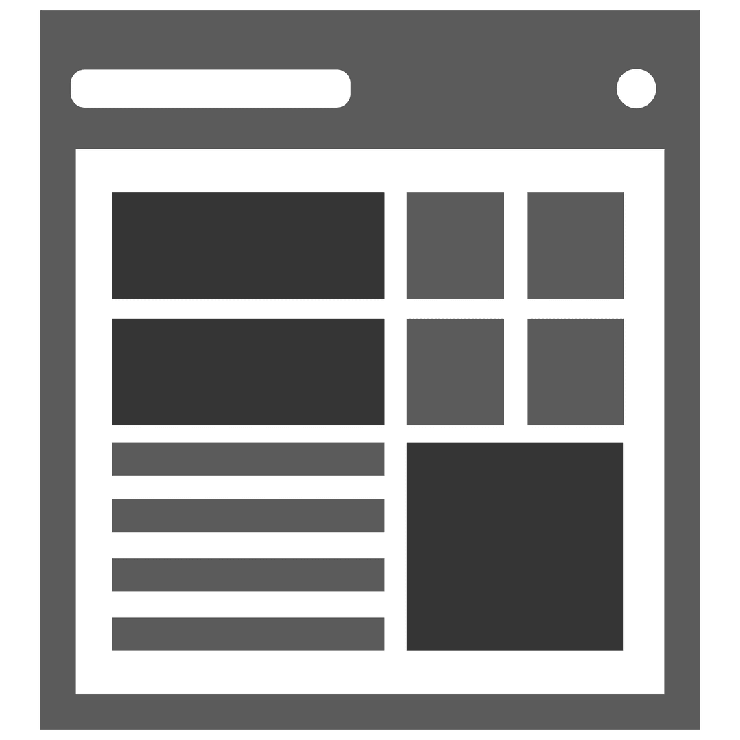 Black and Grey Grid UI Template on Transparent Background