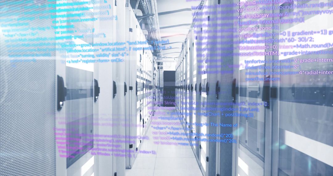 Digital Data Processing in Modern Server Room with Networking Overlay