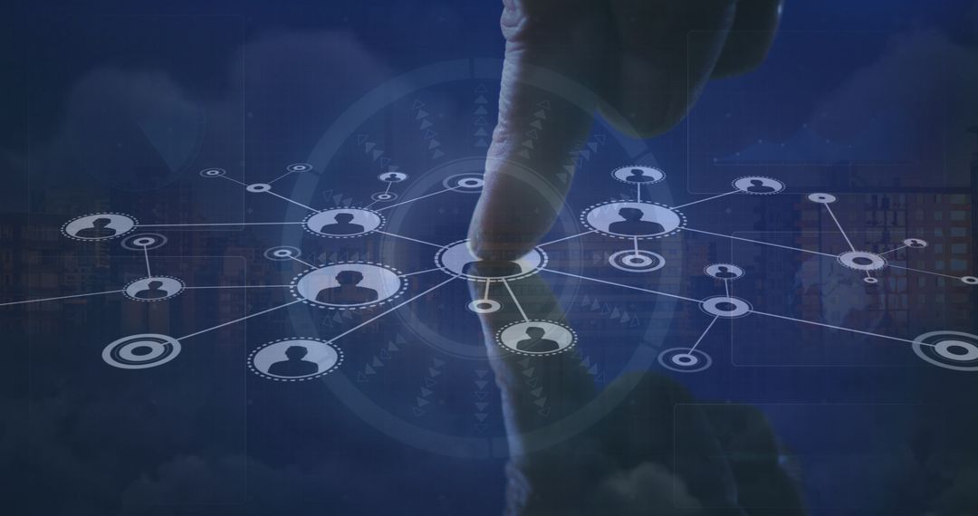 Touching Icon Hologram with Networked Connections Over City