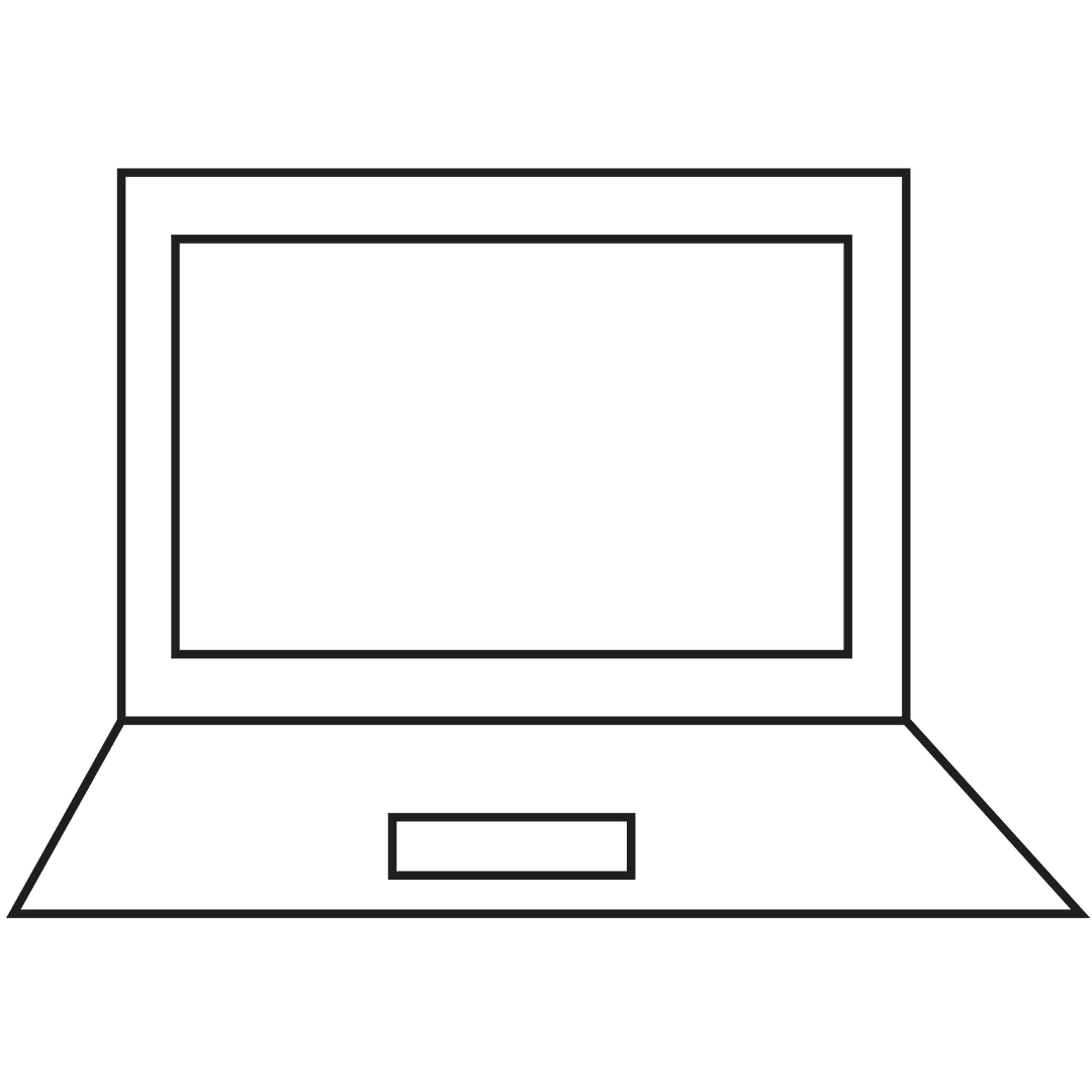 Minimalist Laptop Icon on Transparent Background