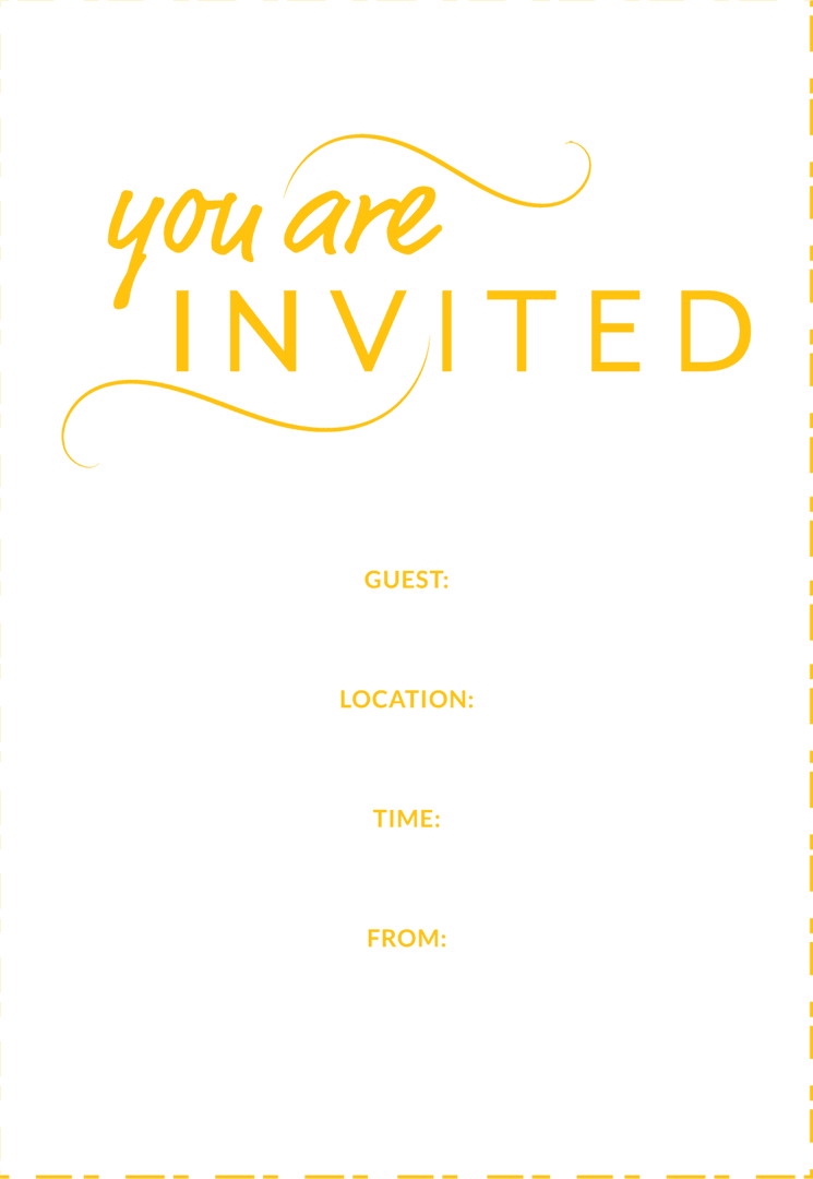 Bold Transparent Invitation Design with Golden Typography