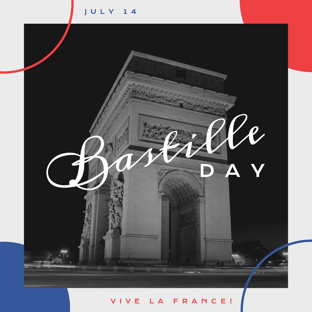 Bastille Day Celebration with Arc de Triomphe Illustration