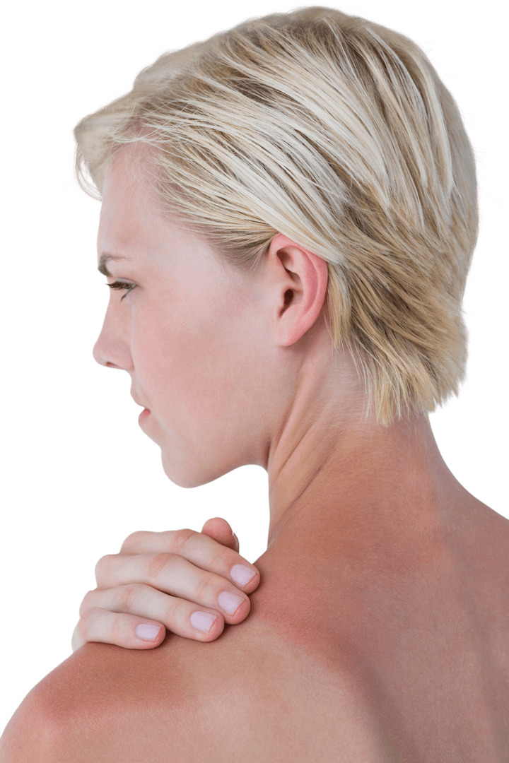 Transparent Woman Experiencing Shoulder Pain