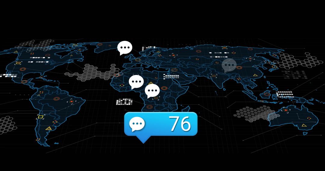 Digital World Map Showing Global Data Connections