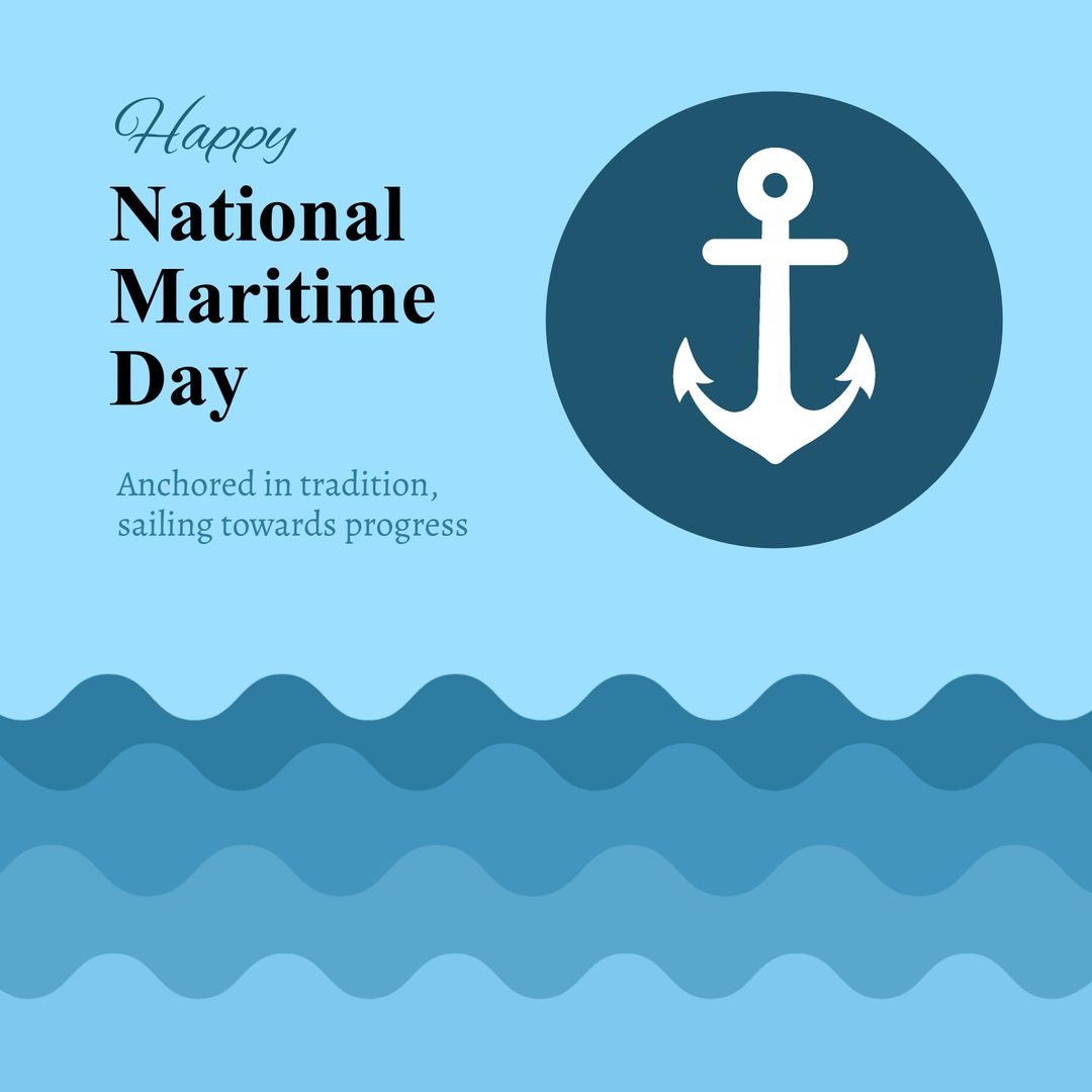 National Maritime Day Celebration Design with Anchor Icon