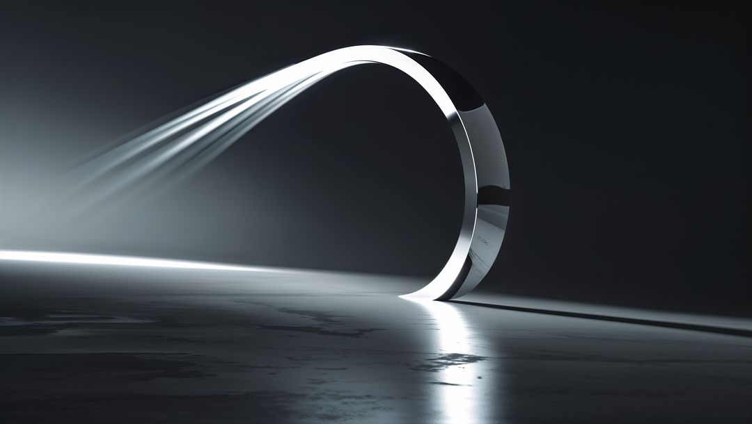 Futuristic Metallic Arch with Dynamic Light Reflection