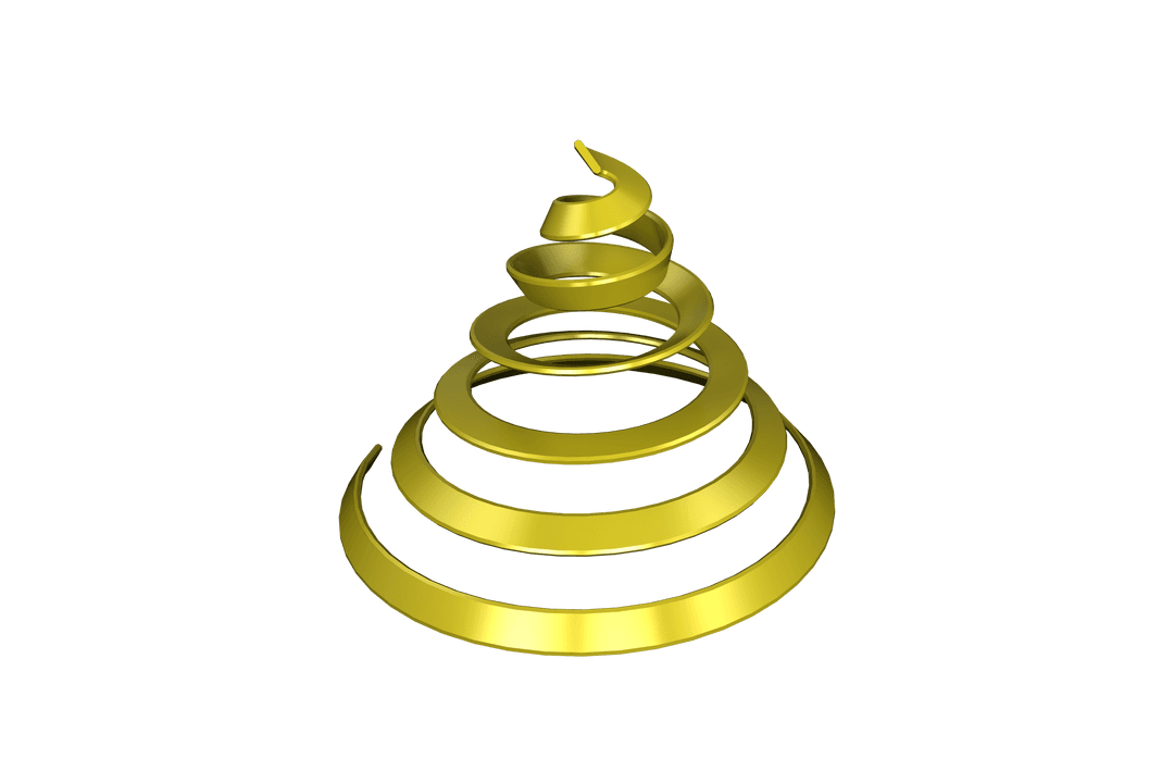 Digital Golden Christmas Tree Spiral Design on Transparent Background