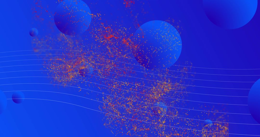 Dynamic Abstract with Glowing Particles and Moving Waves