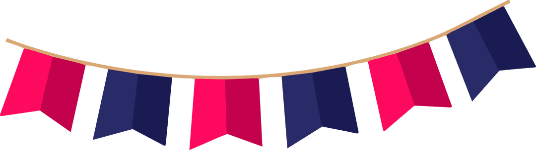 Colorful Pennant Flags Hanging on Transparent Cord Background