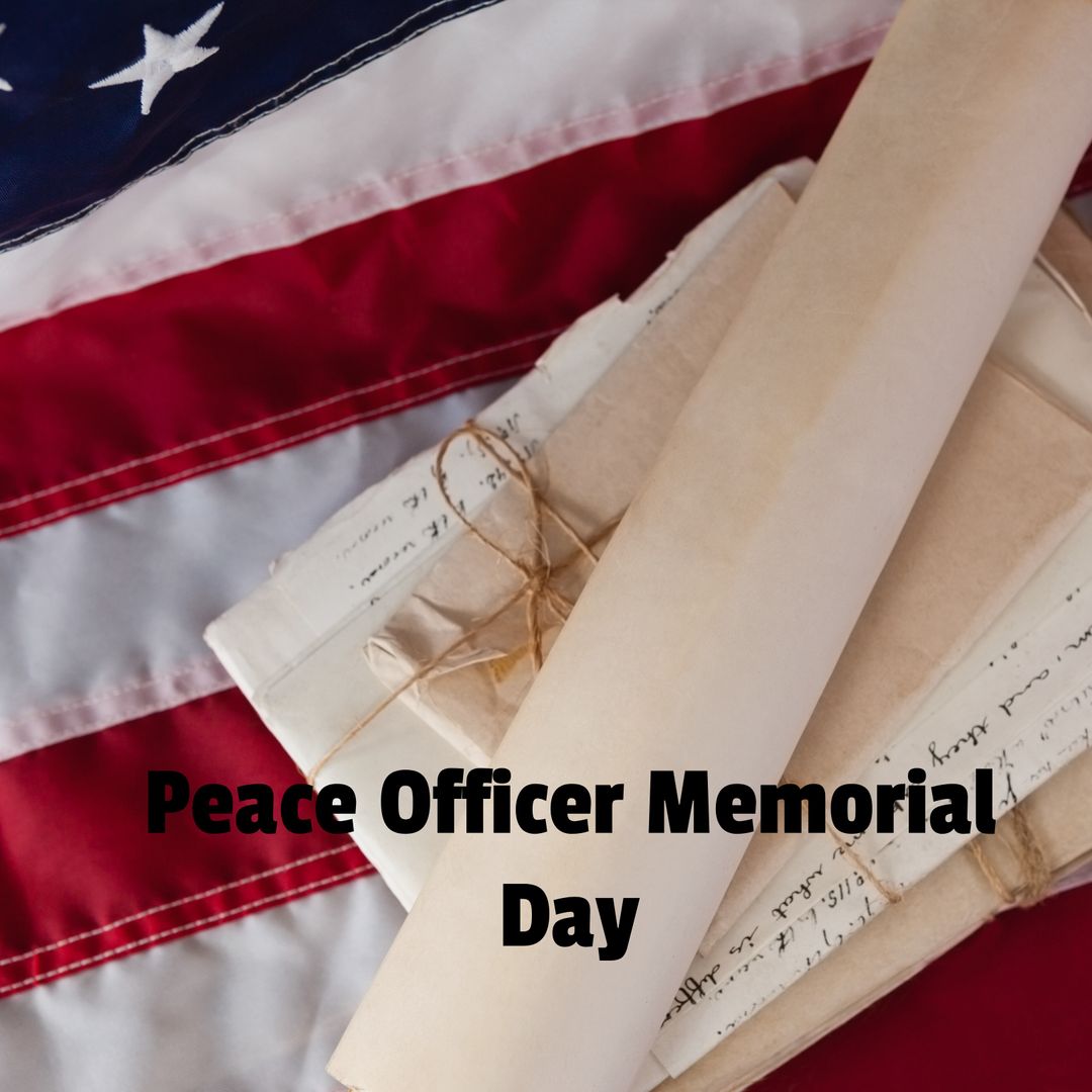 Peace Officer Memorial Day with Vintage Letters and Flag