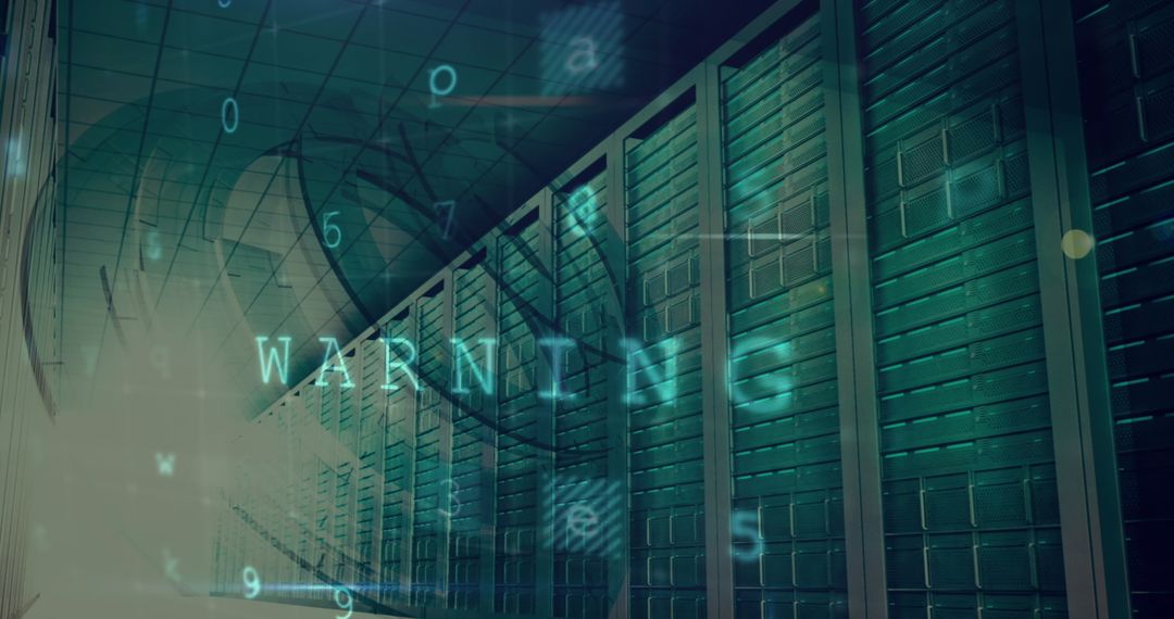 Cybersecurity Alert in Futuristic Server Room
