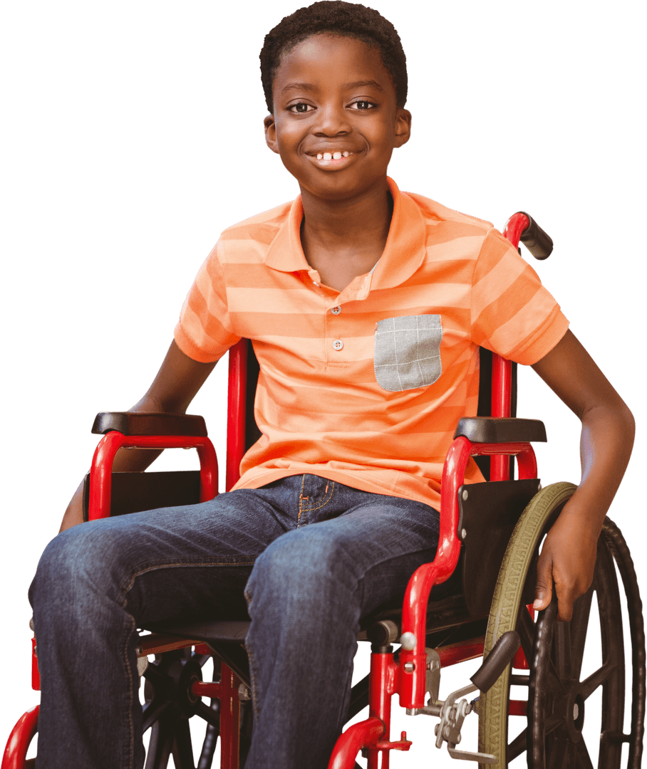 Joyful Boy in Wheelchair with Radiant Smile