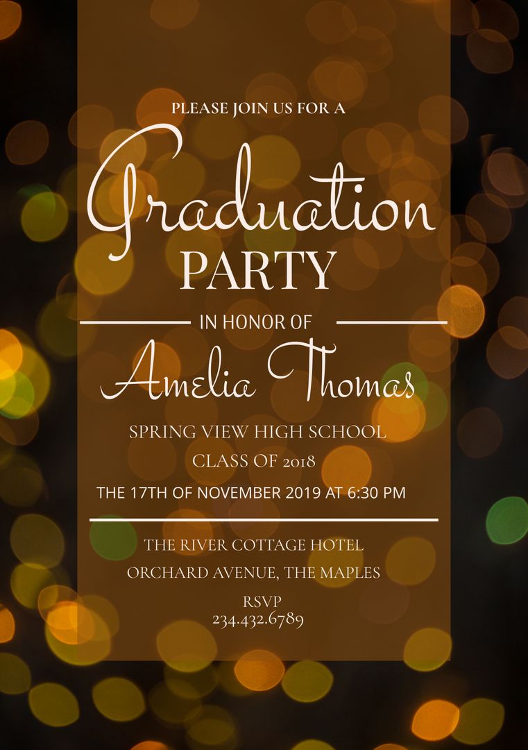 Elegant Graduation Party Invitation with Shimmering Lights - Download Free Stock Templates Pikwizard.com