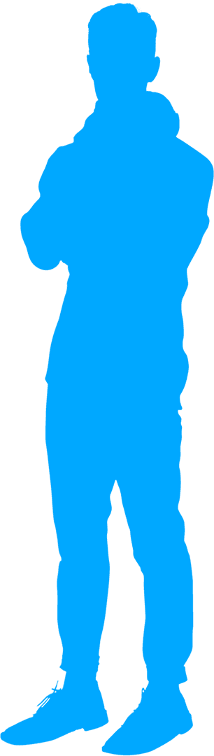 Transparent Silhouette of Full-Length Man Standing Arms Crossed